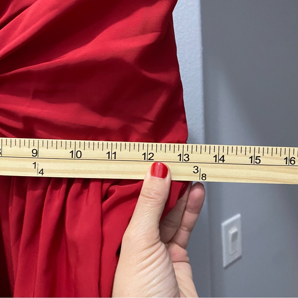ML Monique Lhuillier Strapless High Low Maxi Gown Dress Red Women's Size 4 - Picture 9 of 14